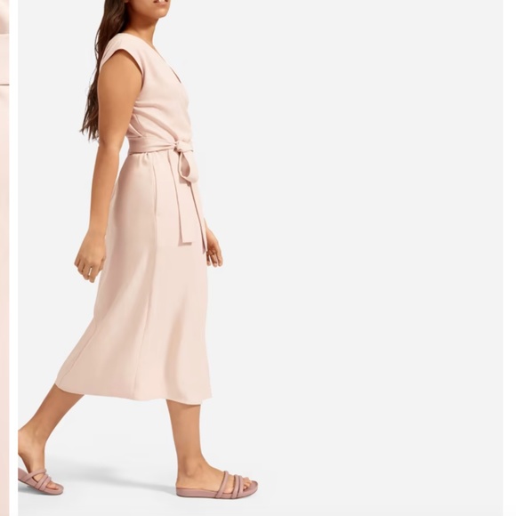 NWOT Everlane The Japanese GoWeave Short-Sleeve Wrap Dress in Rose - Picture 4 of 7